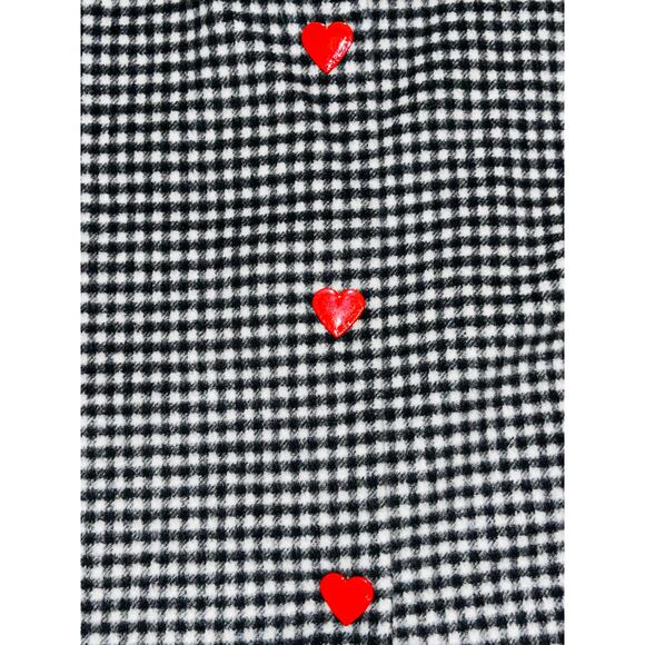 Love Moschino Wool Blend Jacket/Pea Coat Coat Gingham Black White Size 8 - Picture 4 of 11